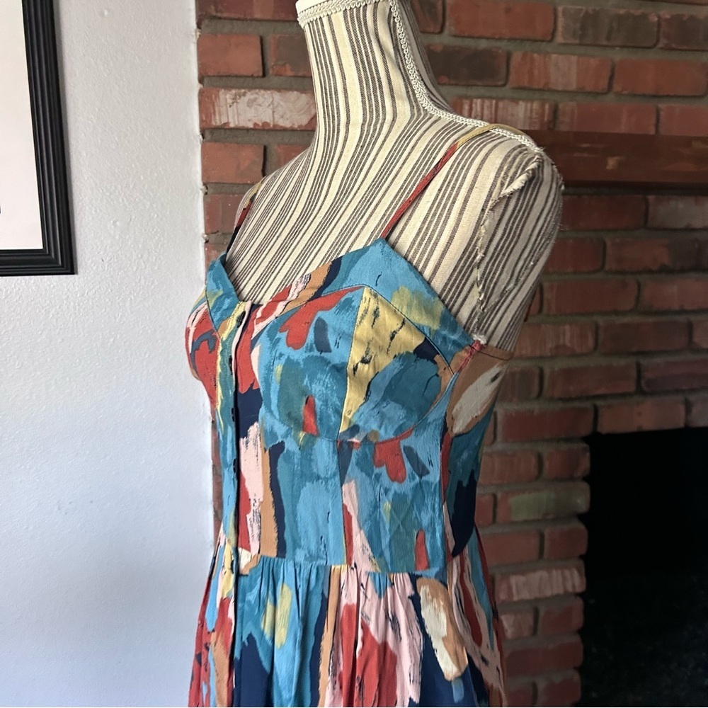 Rolla’s Eve Painted Tulip Print Button Up Midi Dr… - image 6